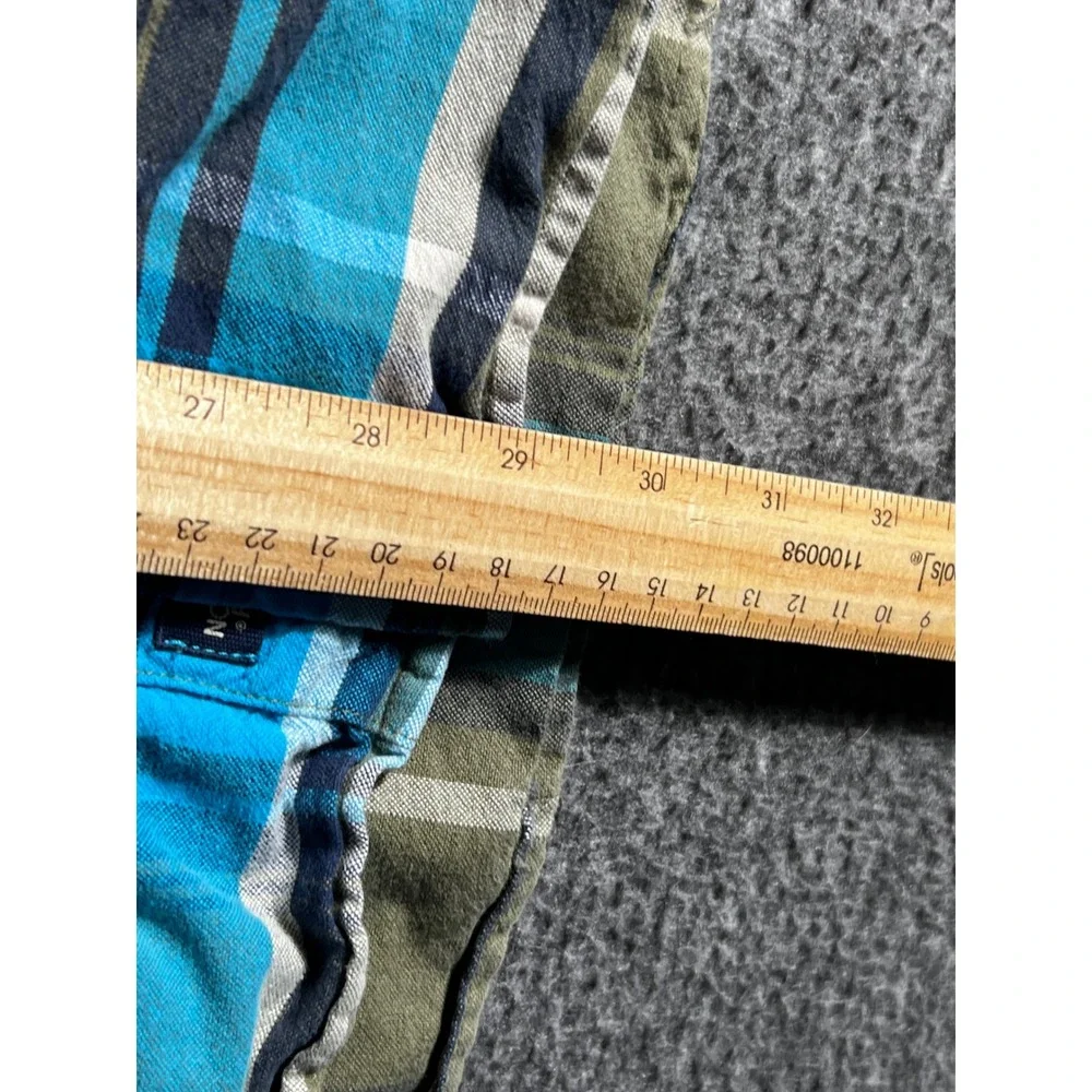 The North Face Men Large Blue Green Plaid Long Sleeve Button Down Shirt Heritage